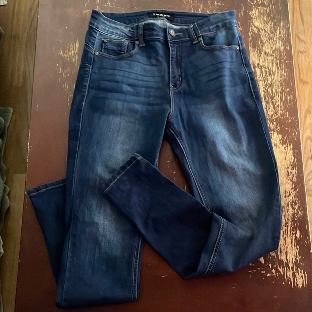 Womens Enjean Denim Co. dark wash skinny leg jeans size 7